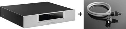 Condicionador de energia GigaWatt PowerPrime prata com cabo de alimentação PowerSync+ 1,5m, vistas frontal e lateral