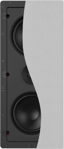 Zapuštěný nástěnný reproduktor Klipsch DS-250W-LCR Sky Hook černý, pohled zepředu, bílá perforovaná obdélníková mřížka