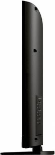 Sony KDL-40EX402 højdefinitions-tv, set fra siden, fladskærm, sort ramme, rektangulær base, porte på bagsiden