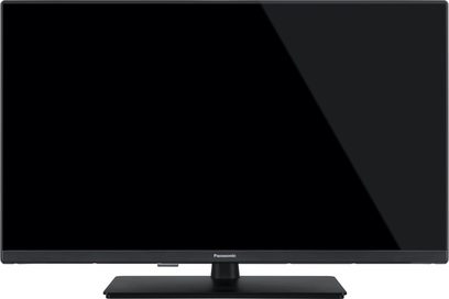 Panasonic TV-32S55AEZ højdefinitions-tv, sort rektangulær skærm, tynd ramme, rektangulært centralt stativ