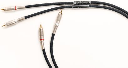 Analog RCA-lydkabel Nimed Reference Studio 0,8m, sort, flettet kappe, RCA-stik med guld- og sølvbelægning