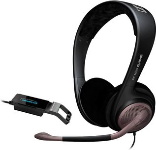 Sennheiser PC163D sort hovedtelefon, polstret hovedbøjle, åbne ovale ørepuder, mikrofon på fleksibel arm, USB-stik