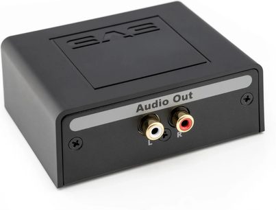Príslušenstvo pre kábel SVS SoundPath Speaker Level, čierna obdĺžniková skrinka s dvoma RCA audio výstupmi označenými L a R