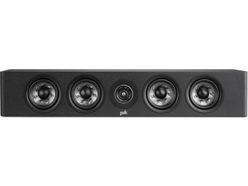 Enceinte centrale Polk Audio R350 noir, 4 haut-parleurs circulaires, 1 tweeter, vue de face