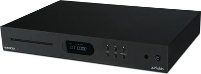 Чорний високоякісний CD-програвач Audiolab 6000CDT з передньою панеллю, що включає цифровий дисплей, лоток для CD та 6 кнопок