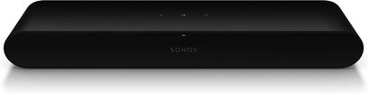 Sonos Ray lydplanke i sort, sett forfra, avlang rektangulær form, sort gitter over hele fronten