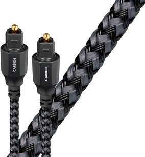 Audioquest Carbon Optisk Digital Kabel 5M sort, flettet, med forgyldte metalkonnektorer, set forfra