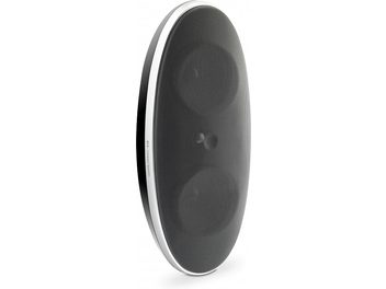Enceinte compacte Focal Super Bird noir, vue de face, forme ovale verticale, grille noire sur toute la surface avant