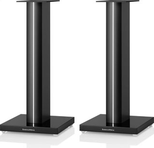 To sorte Bowers & Wilkins FS 700 S3 gulvhøjttalere, set forfra, med rektangulær, lodret form og firkantet base