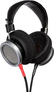 Atvērta tipa vadu hi-fi austiņas Grado HP100 SE ar melnu polsterētu galvas stīpu, apaļām putu ausu spilventiņiem un pītu vadu