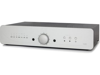 Atoll IN80 Signature Stereo-Verstärker silber, gebürstete Aluminiumfront, minimalistische Bedienelemente, Kopfhöreranschluss