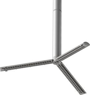 Gulvstativ til XGIMI MoGo 4-projektor, sølvfarvet metal, trefod med honeycomb-udskæringer, set nedefra