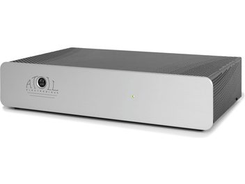 Усилвател с няколко канала Atoll Electronique AV100 сребрист (с тригер), правоъгълен корпус в светло сиво, черна решетка