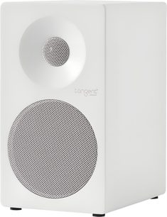 Caixa de som Tangent Spectrum II X4 branca fosca, com duas grades metálicas circulares, vista de três quartos frontal