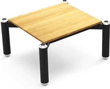 Estante Spider III de bambu Norstone Design em madeira clara com pés pretos, vista superior em perspectiva, formato retangular