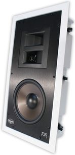 Inbyggd Klipsch THX Ultra2 KS-7800-THX högtalare, frontvy, vit basreflex, svart högtalare, central diskant