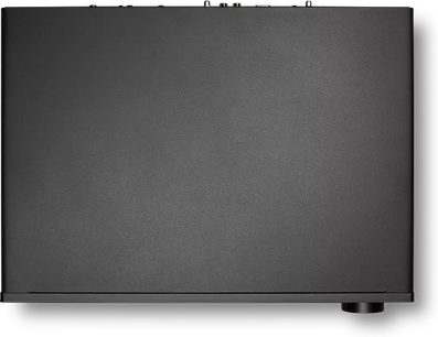 Sieciowy odtwarzacz audio Cambridge Audio CXN100 SE czarny, widok z góry z prostokątną metalową obudową