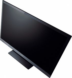 Sony KDL-40EX521 sort fladskærms-TV, set fra siden, stående på foden