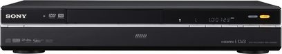 Sony Blu-ray rekordér RDR-HXD990 černý, pohled zepředu, digitální displej, tlačítka a konektory na přední straně