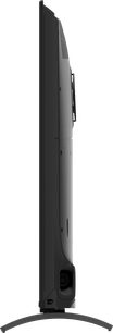 Televisor Panasonic TN-75W95C preto visto de perfil, com parte traseira abaulada e suporte arqueado