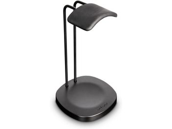 Schwarzer Audioquest Perch Kopfhörerständer in Bogenform, runder Sockel, schlichtes und funktionales Design