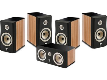 Focal Kanta N°1 kõlarite komplekt, lakitud pähklipuust kastid ja matimust ettepanel, punutud beezhvõru konused, võrega kõrgheliga