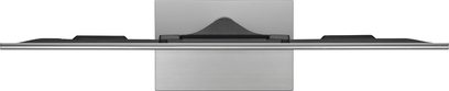 Sharp LC-60LE840E-tv, set forfra, slukket skærm, børstet sølvfarvet metalramme og -fod, rektangulær form