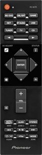 Sort Pioneer RC-927R fjernbetjening med multifunktionsknapper og -taster til at styre lyd/video-udstyr