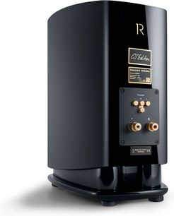 Diffusore da scaffale Canton Reference 9 GS, vista posteriore nero lucido con morsetti dorati e cabinet arrotondato
