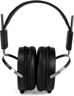 Avatud hifi-kõrvaklapid STAX SR-X1, eestvaade, must peavõru, mustad padjad, hõbedased metallist tuged