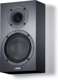 Vægmonteret højttaler Canton GLE 10 S2 i sort pianolak, rektangulær front med synlig cirkulær diskant og woofer