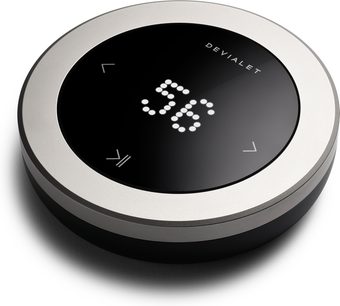 Безжична свързана колонка DEVIALET PHANTOM I 103 DB черен мат, изглед отгоре, LED дисплей "DB" на горната част