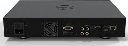 Zidoo Z1000 PRO sort multimedie-afspiller, frontpanel med skærm, porte og knapper, set forfra