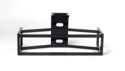 Norstone Dyvad sort metalTV-møbel, 2 hylder, 2 firkantede rum til audio-/videoudstyr, rent og moderne design