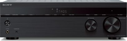 Sony STR-DH790 hjemmebiografforstærker, set forfra, sort finish, to store cirkulære knapper, centralt digitalt display