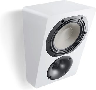 Boxă Dolby Atmos Canton AR 5 alb mat, carcasă de perete înclinată cu difuzor de bass și tweeter negre