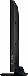 Televisor Sony KDL-32V5500 de alta definición, vista de perfil, pantalla plana negra, base rectangular negra, conexiones traseras