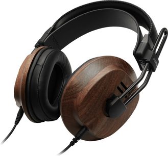 Fostex T60RP Mk2 hi-fi hovedtelefoner over-ear, brune træskåle, sort polstret hovedbøjle, aftageligt lydkabel
