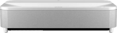 Epson EH-LS800W hvid projektor, lysegrå front, centreret objektiv, set forfra