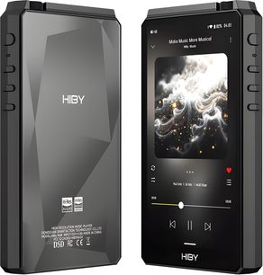 Audiofil musikafspiller Hiby R6 III 2025 sort, set forfra og bagfra, touchskærm og facetteret bagside