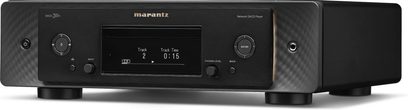 Lector CD Marantz SACD 30n negru, vedere frontală, afișaj digital, butoane și rotiți de control, intrare USB, finisaj carbon