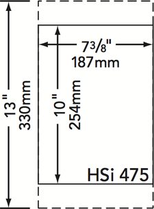 Teknisk diagram med dimensioner for en Boston Acoustics HSi 475 loftmonteringshøjttaler med en diameter på 187 mm og en dybde på 254 mm