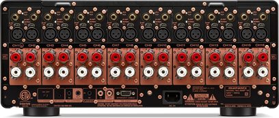 Amplificador de potencia multicanal Marantz AMP 10, vista frontal, 16 canales con entradas XLR y salidas de altavoz, negro