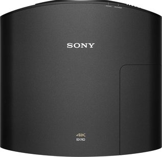Sony VPL-VW260ES sort videoprojektor, set forfra, afrundet kubisk form, hvidt "SONY"-logo på den matte sorte forside