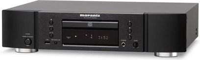 Marantz CD6003 sort CD-afspiller, frontvisning, digitalt display, kontrolknapper og drejeknap, CD-bakken er lukket