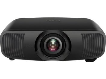 Vidéoprojecteur Epson EH-LS9000B noir, coque plastique mate, vue de face, objectif central, grilles d’aération verticales