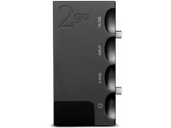 Мрежов аудио плеър Chord Electronics 2 GO черен, изглед отпред, 4 жакови входа, USB порт, LCD екран, контролни бутони