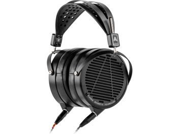 Casque audio Audeze LCD-X noir, grilles perforées, coussinets ovales, arceau rembourré, câbles détachables, vue de face