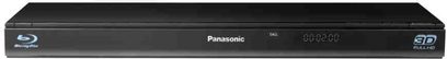 Panasonic DMP-BDT110EF sort 3D Blu-ray-afspiller, set forfra, blåt digitalt display, blankt frontpanel, trykfølsomme knapper