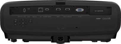 Videoproiettore Epson EB-QB1000, vista posteriore, connettività multiple, porte HDMI, VGA, LAN, USB, comandi integrati